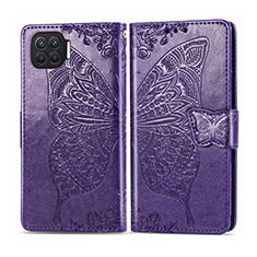 Leather Case Stands Flip Cover L07 Holder for Oppo F17 Pro Purple