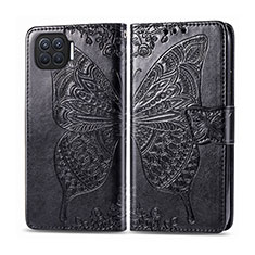Leather Case Stands Flip Cover L07 Holder for Oppo Reno4 F Black