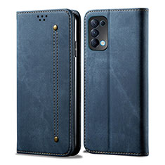 Leather Case Stands Flip Cover L07 Holder for Oppo Reno5 5G Blue