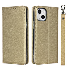 Leather Case Stands Flip Cover L08 Holder for Apple iPhone 14 Plus Gold