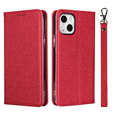 Leather Case Stands Flip Cover L08 Holder for Apple iPhone 14 Plus Red