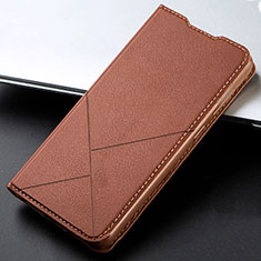 Leather Case Stands Flip Cover L08 Holder for Oppo A91 Brown