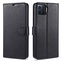 Leather Case Stands Flip Cover L08 Holder for Oppo F17 Pro Black