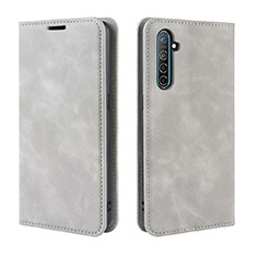 Leather Case Stands Flip Cover L08 Holder for Realme X2 Gray