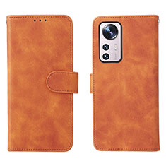 Leather Case Stands Flip Cover L08 Holder for Xiaomi Mi 12 5G Brown