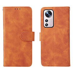 Leather Case Stands Flip Cover L08 Holder for Xiaomi Mi 12 Pro 5G Brown