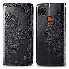Leather Case Stands Flip Cover L08 Holder for Xiaomi POCO C3 Black