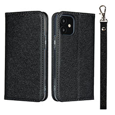 Leather Case Stands Flip Cover L09 Holder for Apple iPhone 12 Mini Black