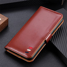 Leather Case Stands Flip Cover L09 Holder for Huawei Nova 8 5G Brown