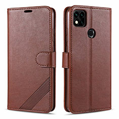 Leather Case Stands Flip Cover L09 Holder for Xiaomi POCO C3 Brown