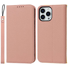 Leather Case Stands Flip Cover L10 Holder for Apple iPhone 14 Pro Rose Gold