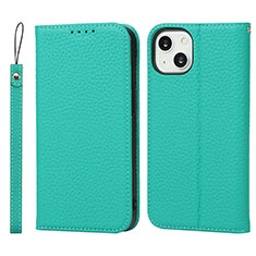 Leather Case Stands Flip Cover L10 Holder for Apple iPhone 15 Green