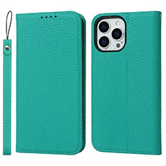 Leather Case Stands Flip Cover L10 Holder for Apple iPhone 15 Pro Max Green