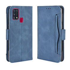 Leather Case Stands Flip Cover L10 Holder for Samsung Galaxy M31 Prime Edition Blue