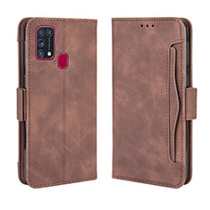 Leather Case Stands Flip Cover L10 Holder for Samsung Galaxy M31 Prime Edition Brown