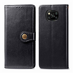 Leather Case Stands Flip Cover L10 Holder for Xiaomi Poco X3 Black