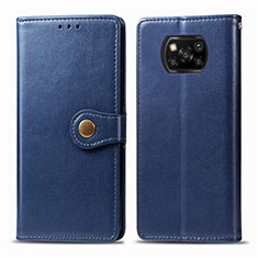Leather Case Stands Flip Cover L10 Holder for Xiaomi Poco X3 Blue