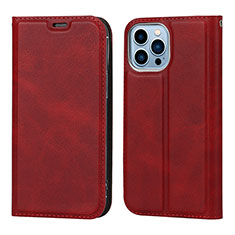 Leather Case Stands Flip Cover L11 Holder for Apple iPhone 15 Pro Max Red