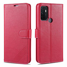 Leather Case Stands Flip Cover L11 Holder for Oppo A53s Red