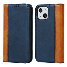 Leather Case Stands Flip Cover L12 Holder for Apple iPhone 15 Blue