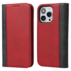 Leather Case Stands Flip Cover L12 Holder for Apple iPhone 15 Pro Red