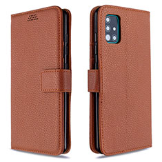 Leather Case Stands Flip Cover L12 Holder for Samsung Galaxy A51 5G Brown