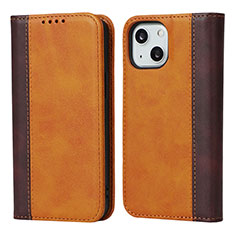 Leather Case Stands Flip Cover L13 Holder for Apple iPhone 13 Brown