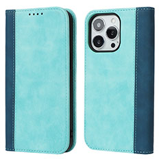 Leather Case Stands Flip Cover L13 Holder for Apple iPhone 13 Pro Max Sky Blue