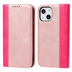 Leather Case Stands Flip Cover L13 Holder for Apple iPhone 15 Rose Gold