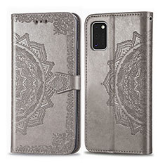 Leather Case Stands Flip Cover L14 Holder for Samsung Galaxy A41 Gray