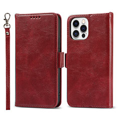 Leather Case Stands Flip Cover L15 Holder for Apple iPhone 14 Pro Red