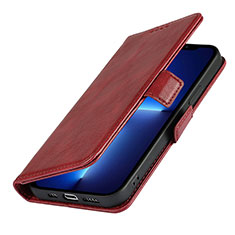 Leather Case Stands Flip Cover L15 Holder for Apple iPhone 14 Red