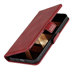 Leather Case Stands Flip Cover L15 Holder for Apple iPhone 15 Red