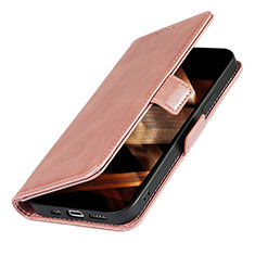 Leather Case Stands Flip Cover L15 Holder for Apple iPhone 15 Rose Gold