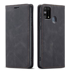 Leather Case Stands Flip Cover L15 Holder for Samsung Galaxy M31 Prime Edition Black