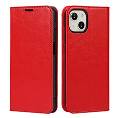 Leather Case Stands Flip Cover L17 Holder for Apple iPhone 15 Plus Red