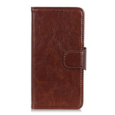Leather Case Stands Flip Cover L17 Holder for Oppo Reno5 Pro 5G Brown