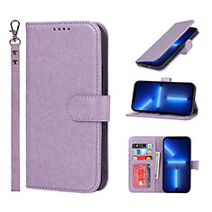 Leather Case Stands Flip Cover L19 Holder for Apple iPhone 13 Pro Purple