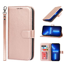 Leather Case Stands Flip Cover L19 Holder for Apple iPhone 13 Pro Rose Gold