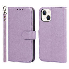 Leather Case Stands Flip Cover L19 Holder for Apple iPhone 14 Plus Clove Purple