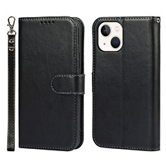 Leather Case Stands Flip Cover L19 Holder for Apple iPhone 15 Black