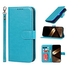 Leather Case Stands Flip Cover L19 Holder for Apple iPhone 15 Pro Sky Blue