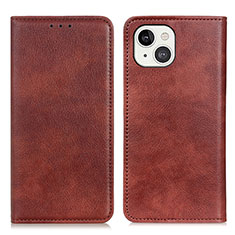 Leather Case Stands Flip Cover L25 Holder for Apple iPhone 14 Plus Brown