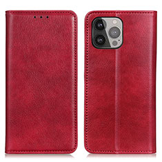 Leather Case Stands Flip Cover L25 Holder for Apple iPhone 14 Pro Max Red