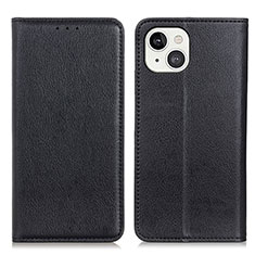 Leather Case Stands Flip Cover L25 Holder for Apple iPhone 15 Black