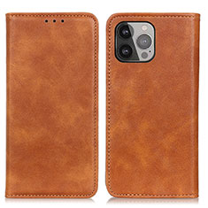 Leather Case Stands Flip Cover L26 Holder for Apple iPhone 14 Pro Brown