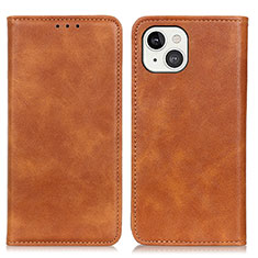 Leather Case Stands Flip Cover L26 Holder for Apple iPhone 15 Brown