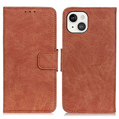 Leather Case Stands Flip Cover L27 Holder for Apple iPhone 14 Plus Brown