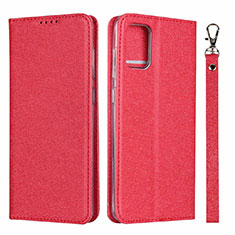 Leather Case Stands Flip Cover L27 Holder for Samsung Galaxy A71 5G Red