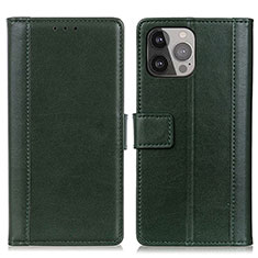 Leather Case Stands Flip Cover L28 Holder for Apple iPhone 14 Pro Green